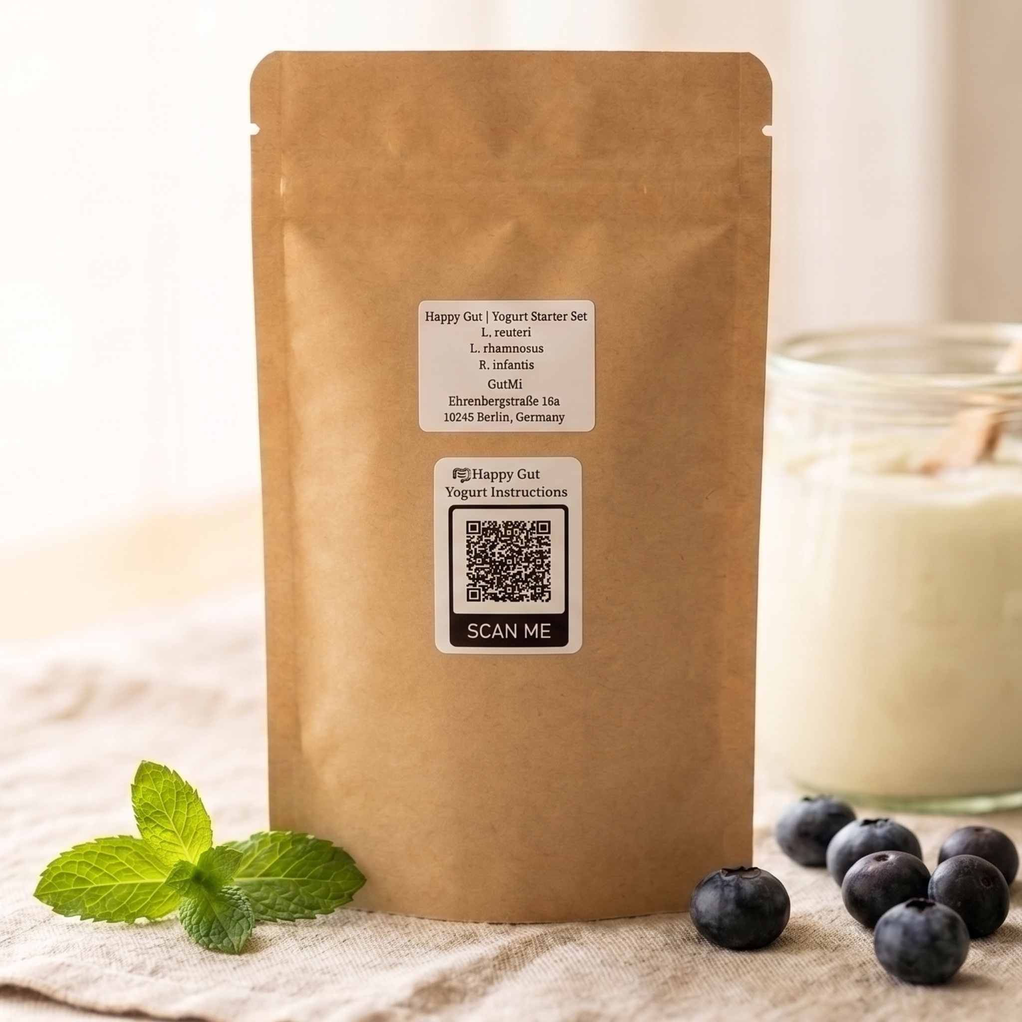 GutMi | L. reuteri + L. rhamnosus + B. infantis | Happy Gut | Set Starter Yogurt | Kultur Starter | 3 Starter Yogurt